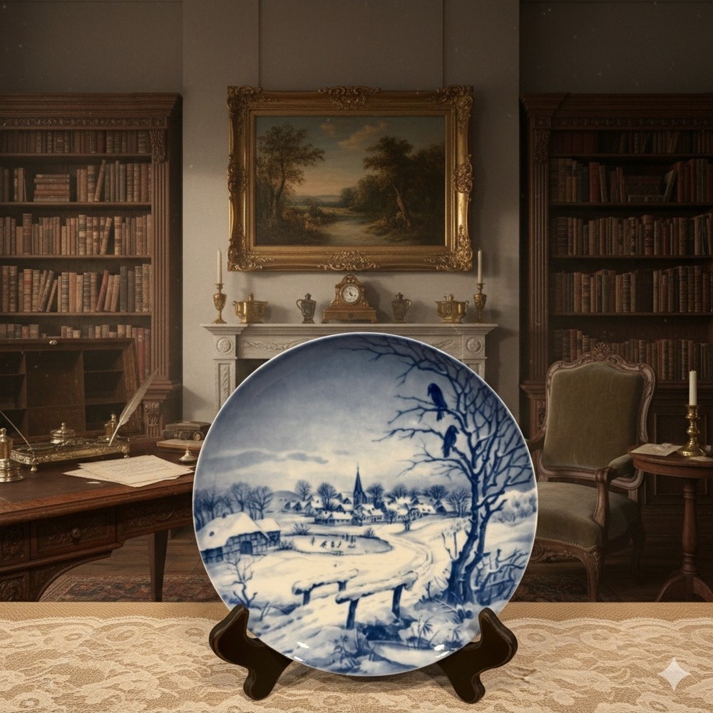 Vintage Furstenberg 1972 Christmas Plate Limited Edition West Germany Blue White